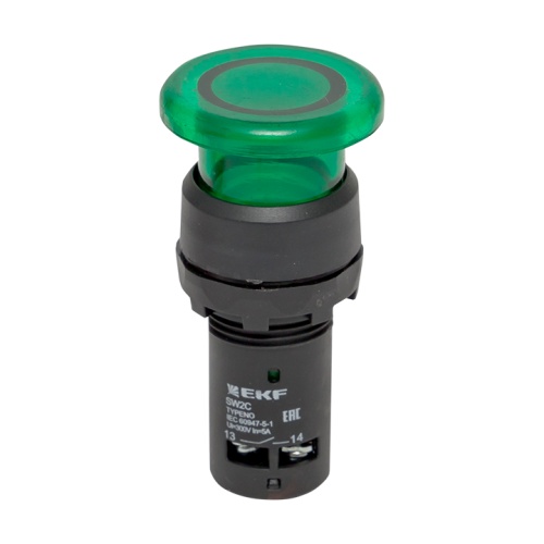 Кнопка SW2C-MD зеленая с подсветкой NO 24В Грибок PROxima | код  sw2c-md-gg-24 | EKF